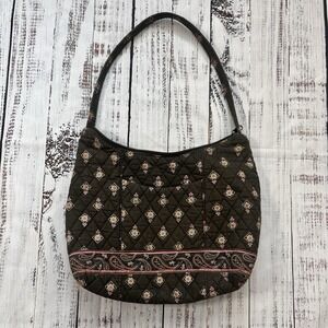 Tanya Lee Handbag Quilted Purse Chocolate Brown Pink Floral Paisley 90s Revival